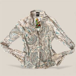NWT Y2K FANG Whimsy-goth Paisley Button Up Top